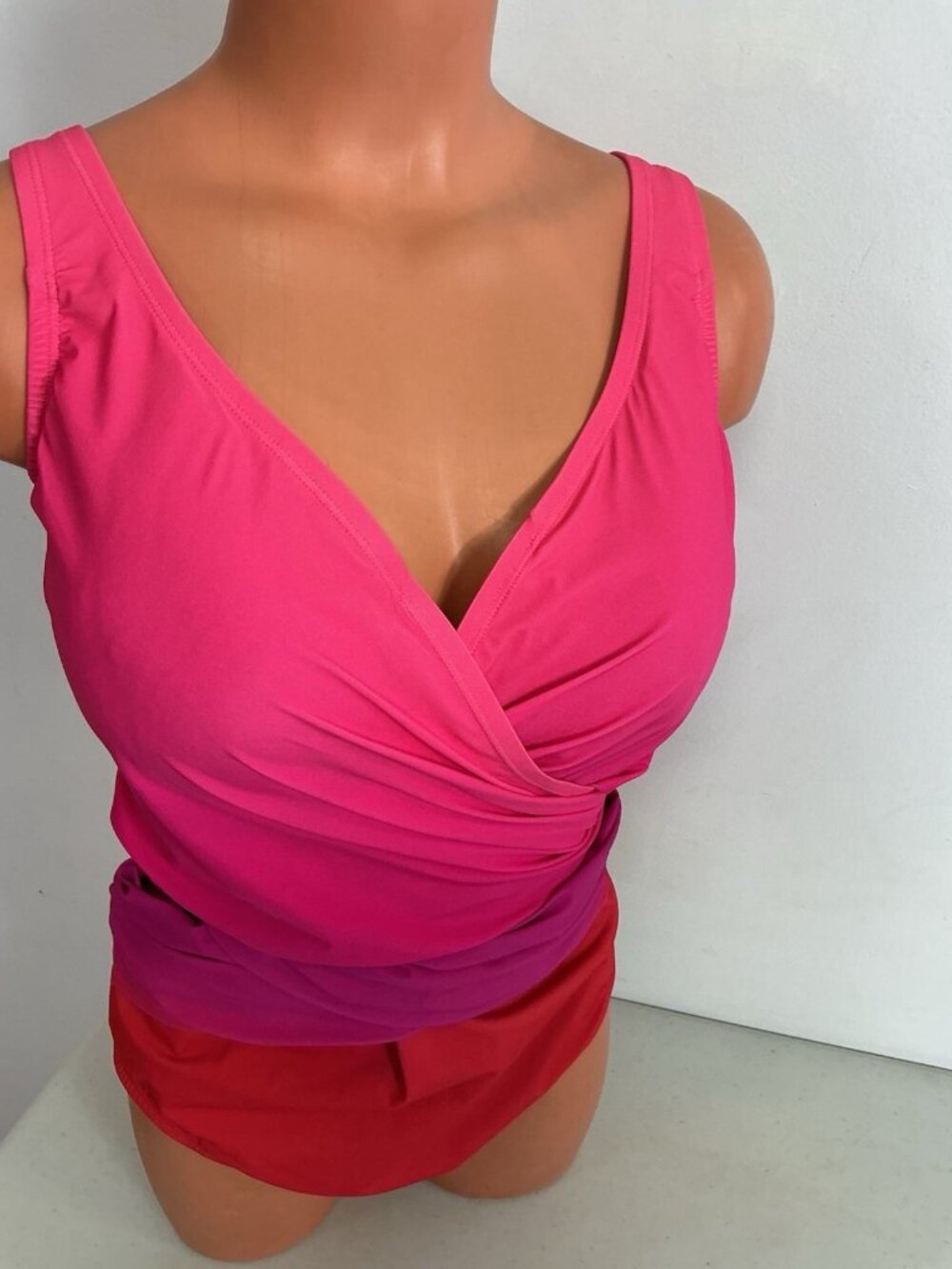 Lands End Pink Swimsuit One Piece Ombré Womens 16 - Picture 4 of 6